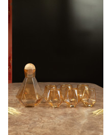 Набор кубок: стаканы 6 шт и графин с деревянной крышкой (золотой), арт.RKZZ