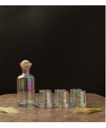 Набор: стаканы 6 шт и графин с деревянной крышкой (радужный), арт.RRZ