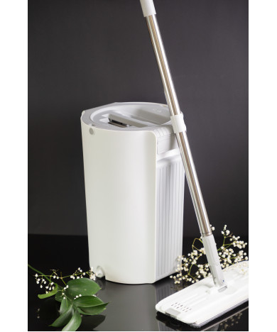 Ведро с отжимом и шваброй IZUMI magic mop (цвет белый/серый), арт.В-108