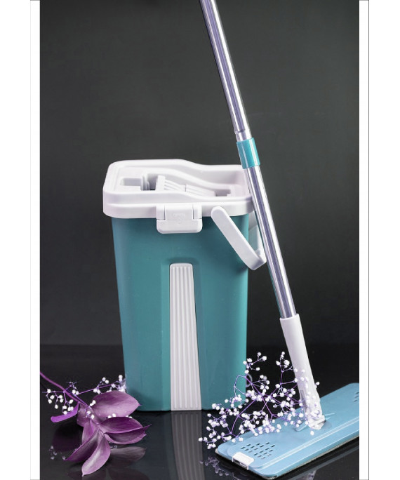 Ведро с отжимом и шваброй IZUMI magic mop (цвет бирюзовый), арт.В-107